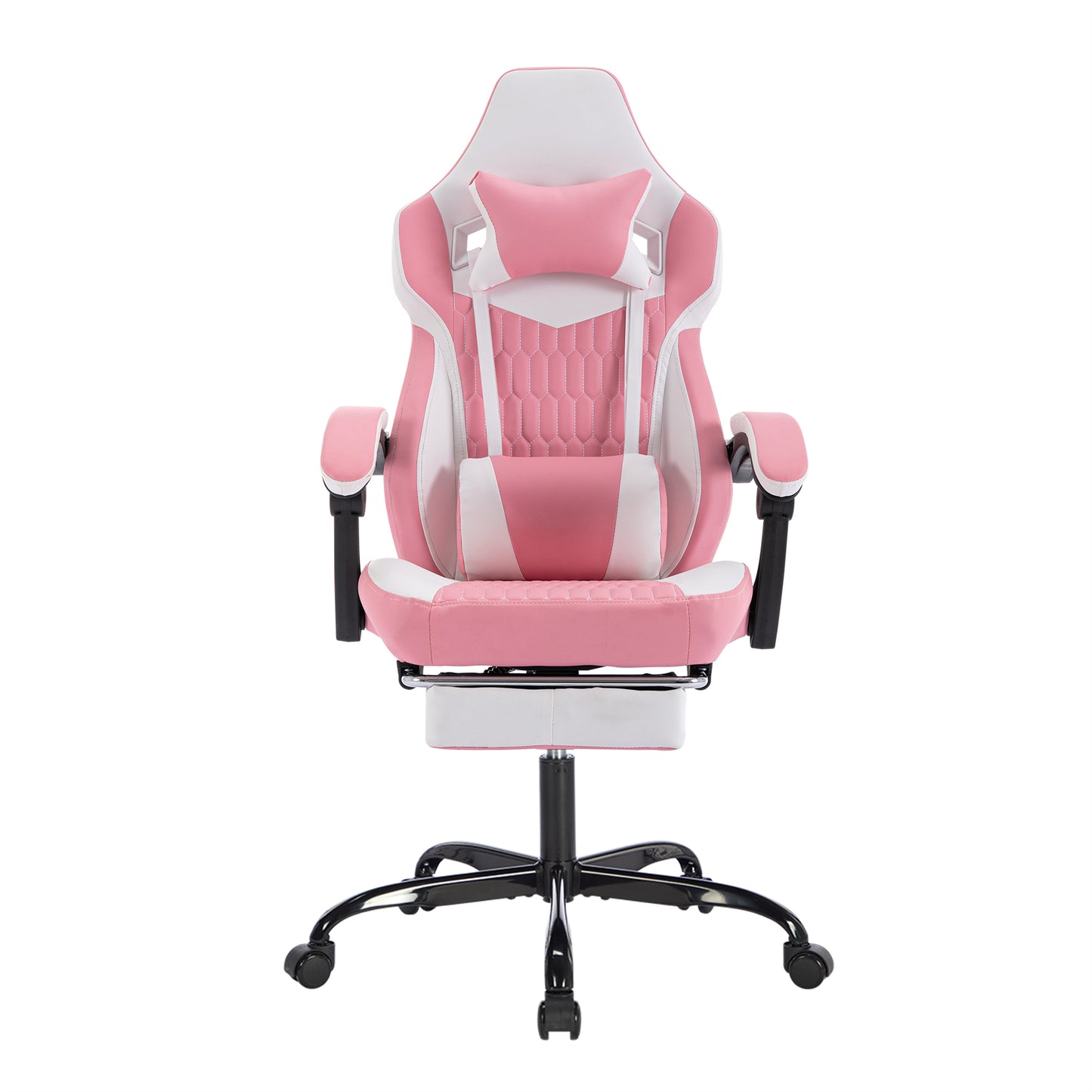 Gaming Chair with Footrest, High Back Gaming Chairs PVC Leather Ergonomic Gamer Chair with Adjustable Headrest Lumbar Support Racing Style Video Gaming Chair for Office/Home (Pink)