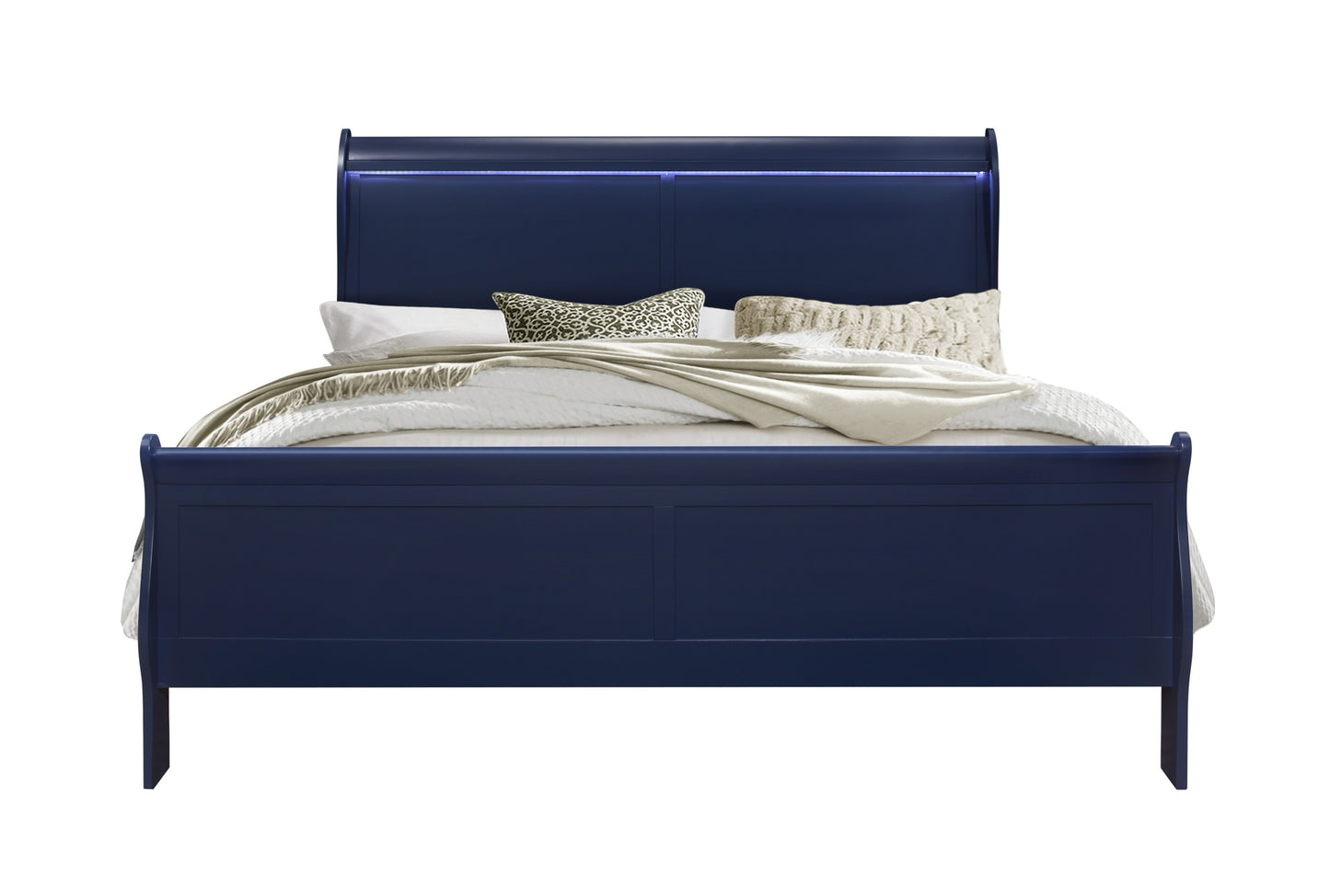CHARLSTON BLUE KING BED WITH LED
