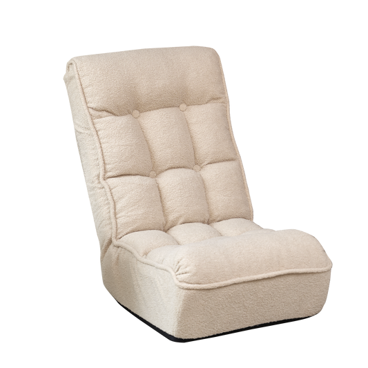 Adjustable White Japanese-Style Reclining Floor with Backrest - Tatami Lazy Sofa for Balcony