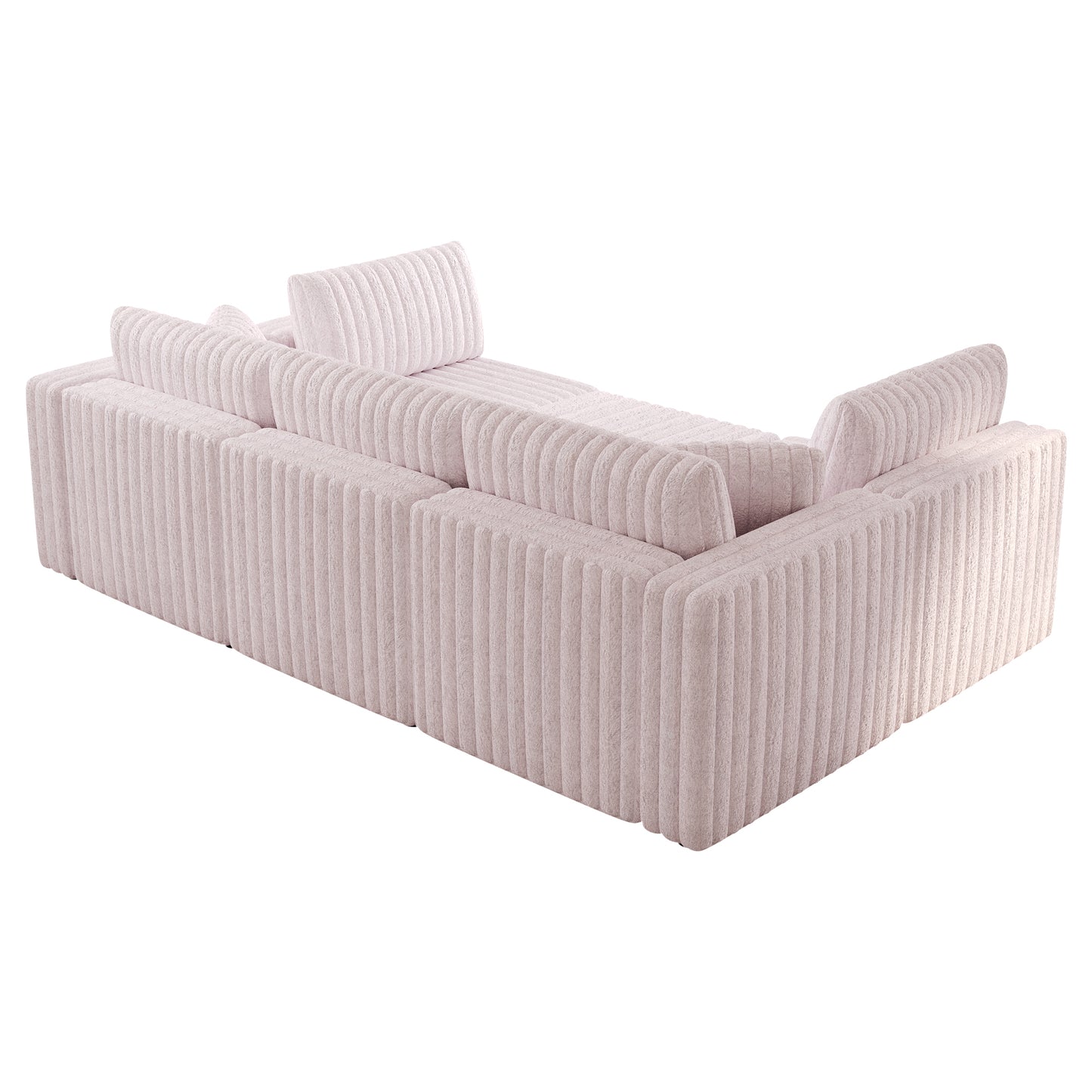 106.3" Soft  U-shaped 6-Person Sofa. Matches 30.7" Ottoman with Hydraulic Lift. Comfortable & Stylish. For Bedroom & Living Room. Light Pink.Modern Furniture. Modular Design.