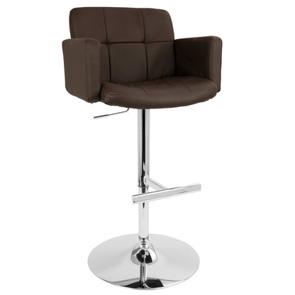 Stout Contemporary Adjustable Barstool with Swivel and Brown Faux Leather by LumiSource