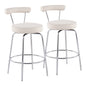 Rhonda Contemporary Counter Stool in Chrome and Cream Fabric by LumiSource - Set of 2