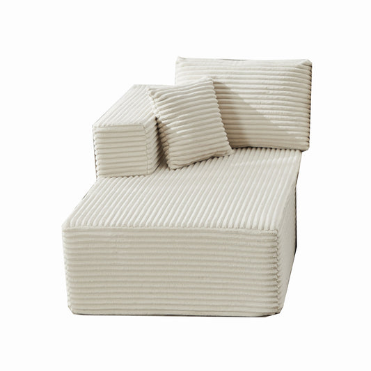 Modular Sectional Couches for Living Room: Left Facing Chaise Longue (Beige)