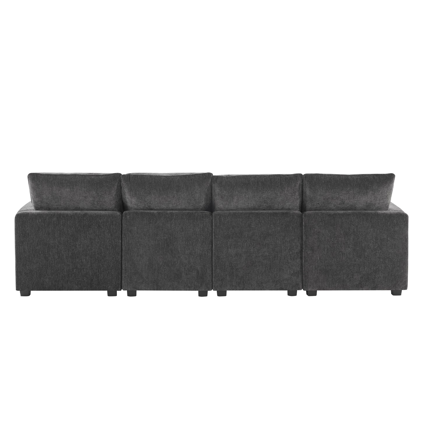 110*29" Modern Modular Sofa, 4 Seat Chenille Sectional Couch Set with 2 Pillows Included, Freely Combinable Indoor Funiture for Living Room, Apartment, Office, 2 Colors