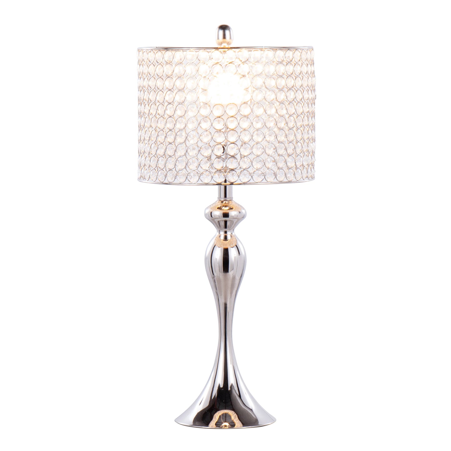 Ashland 27" Contemporary Metal Table Lamp in Polished Nickel with Round Clear K9 Crystal Beads and Polished Nickel Shade from Grandview Gallery by LumiSource - Set of 2