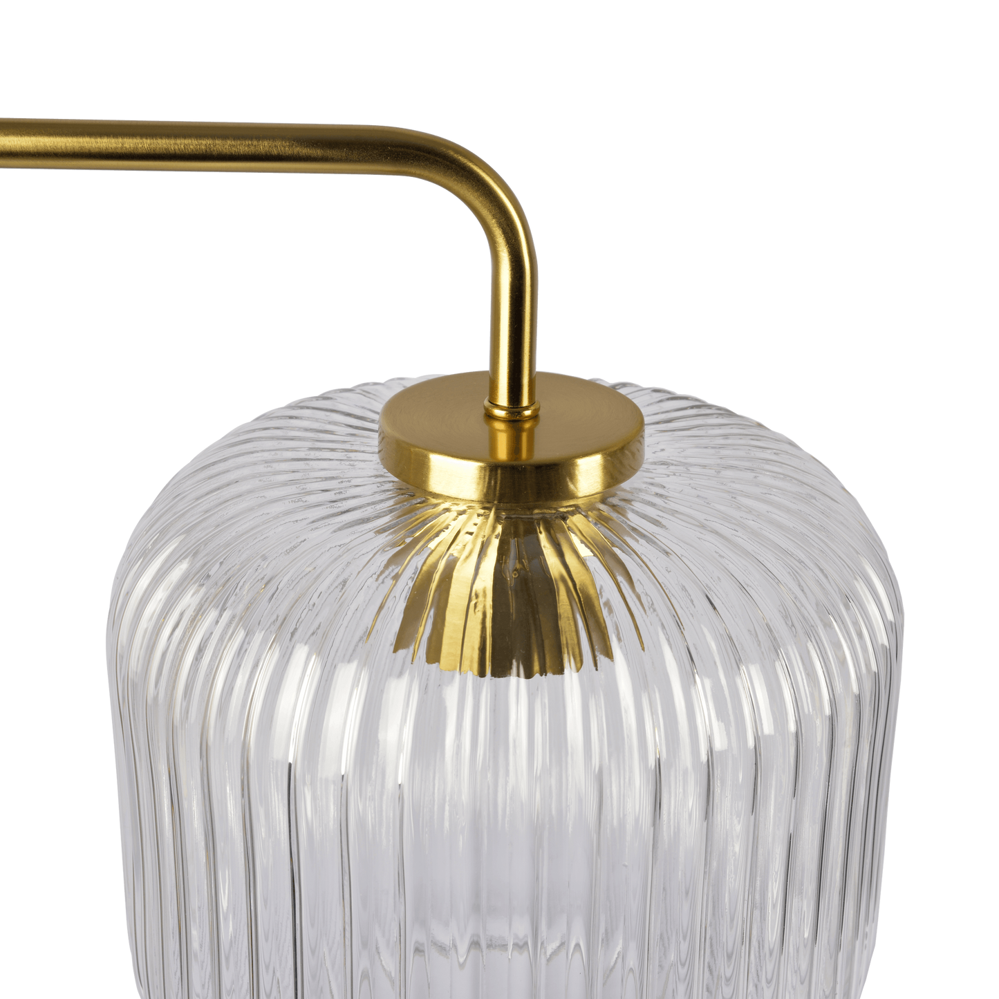 Haven Clear Glass Table Lamp, Gold Brush Metal and Marble Base, Button Control