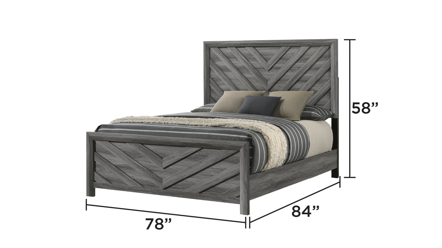 Denver Modern Style King Bed Made with Wood in Gray