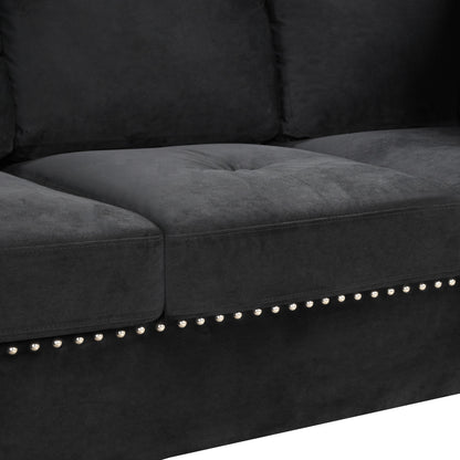 104.5" Reversible Sectional Sofa Space Saving with Storage Ottoman Rivet Ornament L-
shape Couch for Small or Large Space Dorm Apartment,Black(Old:SG000406AAA)