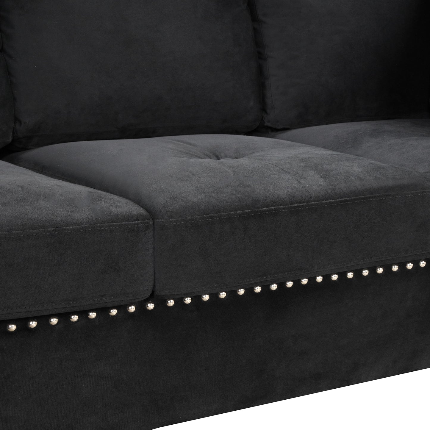 104.5" Reversible Sectional Sofa Space Saving with Storage Ottoman Rivet Ornament L-
shape Couch for Small or Large Space Dorm Apartment,Black(Old:SG000406AAA)