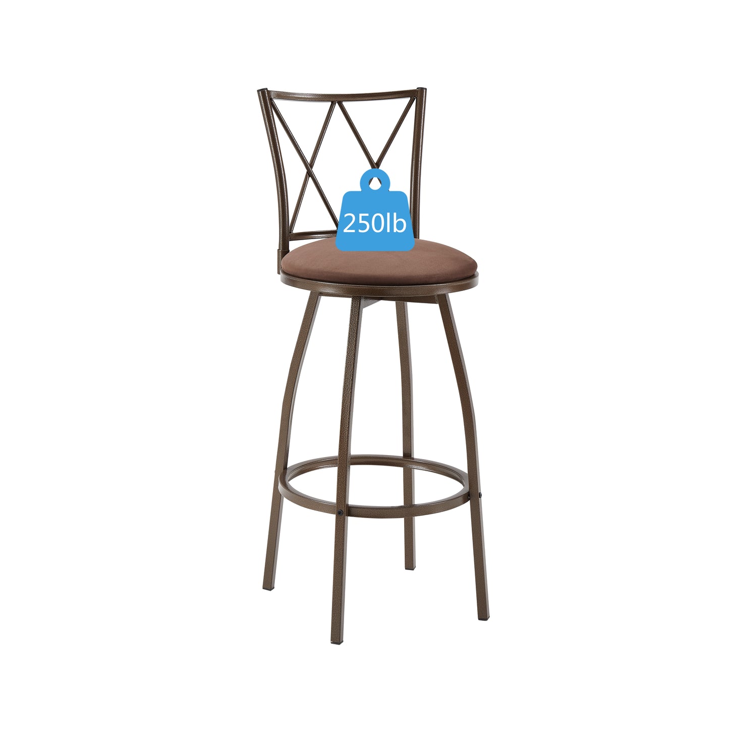 2 Piece Bar Stools, Bar Chairs, Brown Bar Stools,Country Style Industrial,Easy to Assemble, with Footrest for Indoor Bar Dining Kitchen