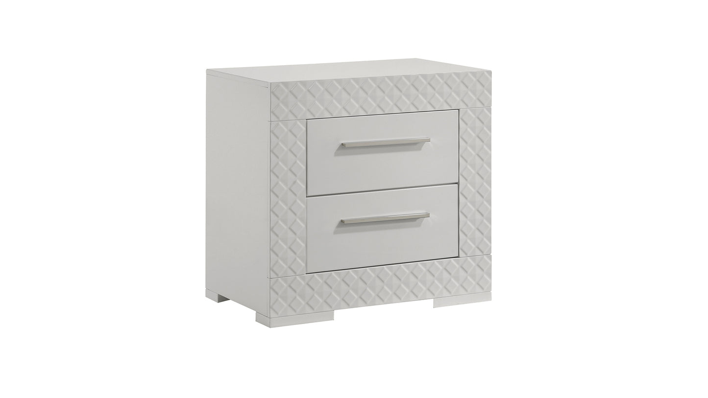 Blanca Modern Style 2-Drawer Night stand Made with Wood in White