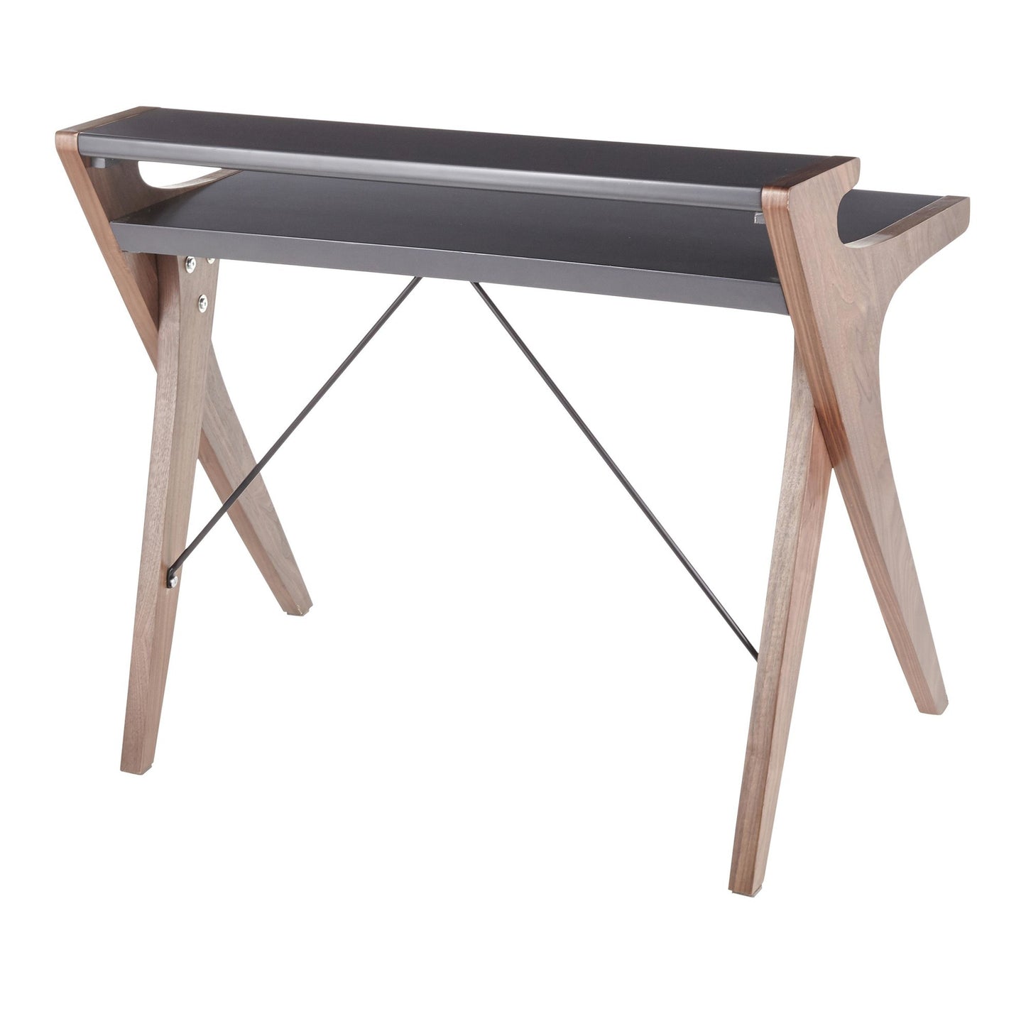 Archer Contemporary Desk in Walnut Wood with Grey Wood Top by LumiSource