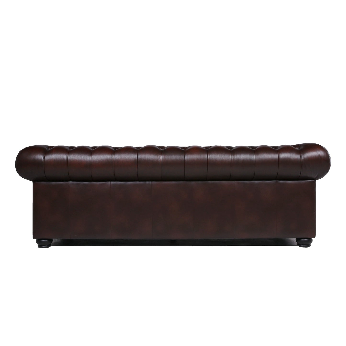 Traditional Tufted Leather Chesterfield Nailhead Sofa