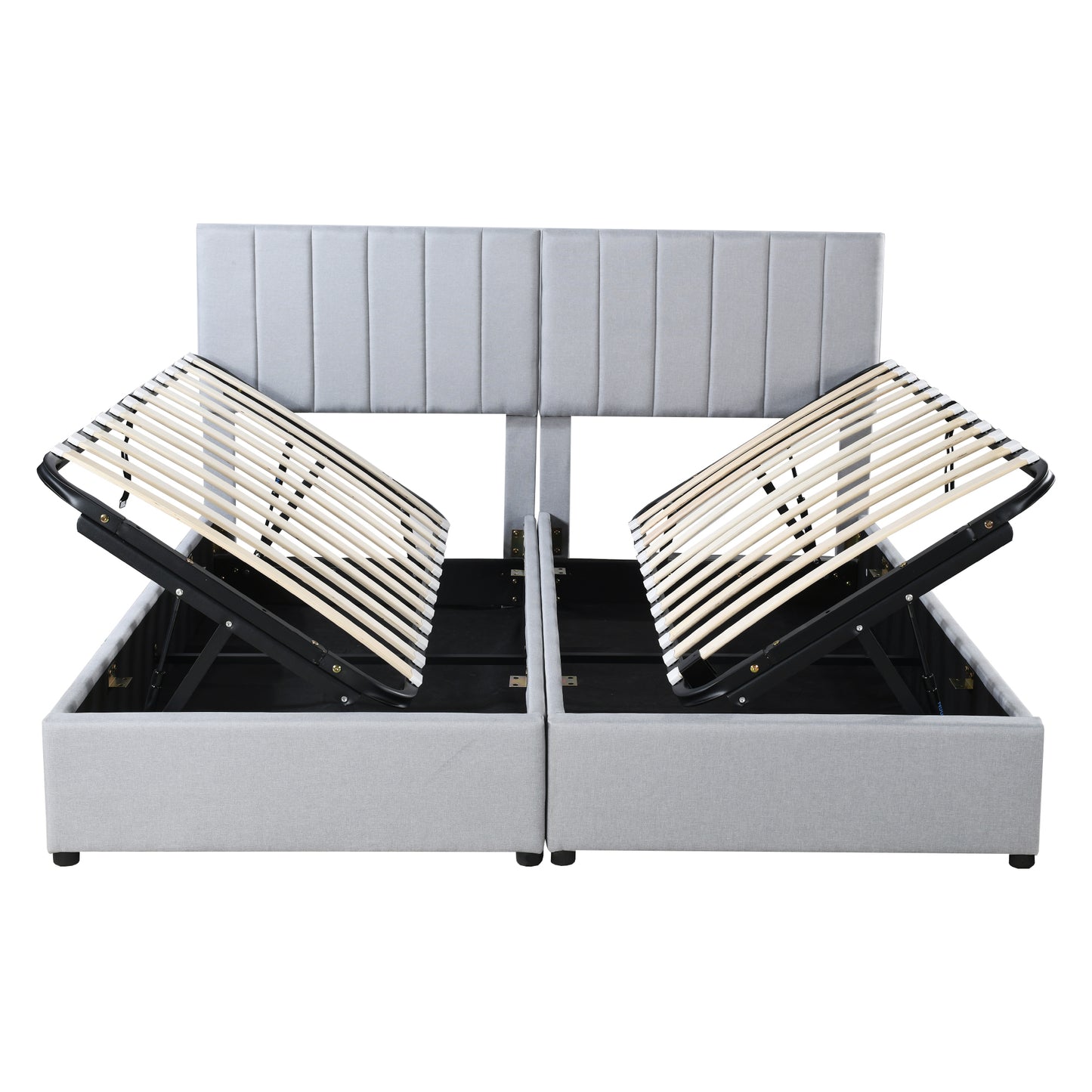 King Size Upholstered Platform Bed with a Hydraulic Storage System, Gray