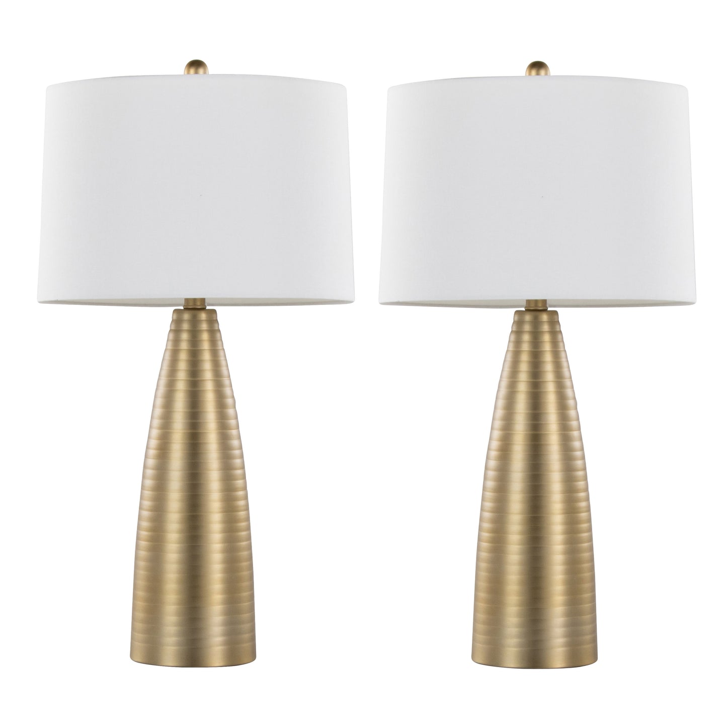Maya 27' Contemporary Metal Table Lamp in Gold Metal with White Linen Shade from Grandview Gallery by LumiSource - Set of 2