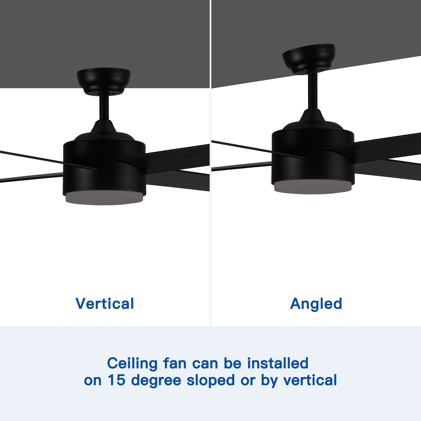 44 In Intergrated LED Ceiling Fan with Black ABS Blade