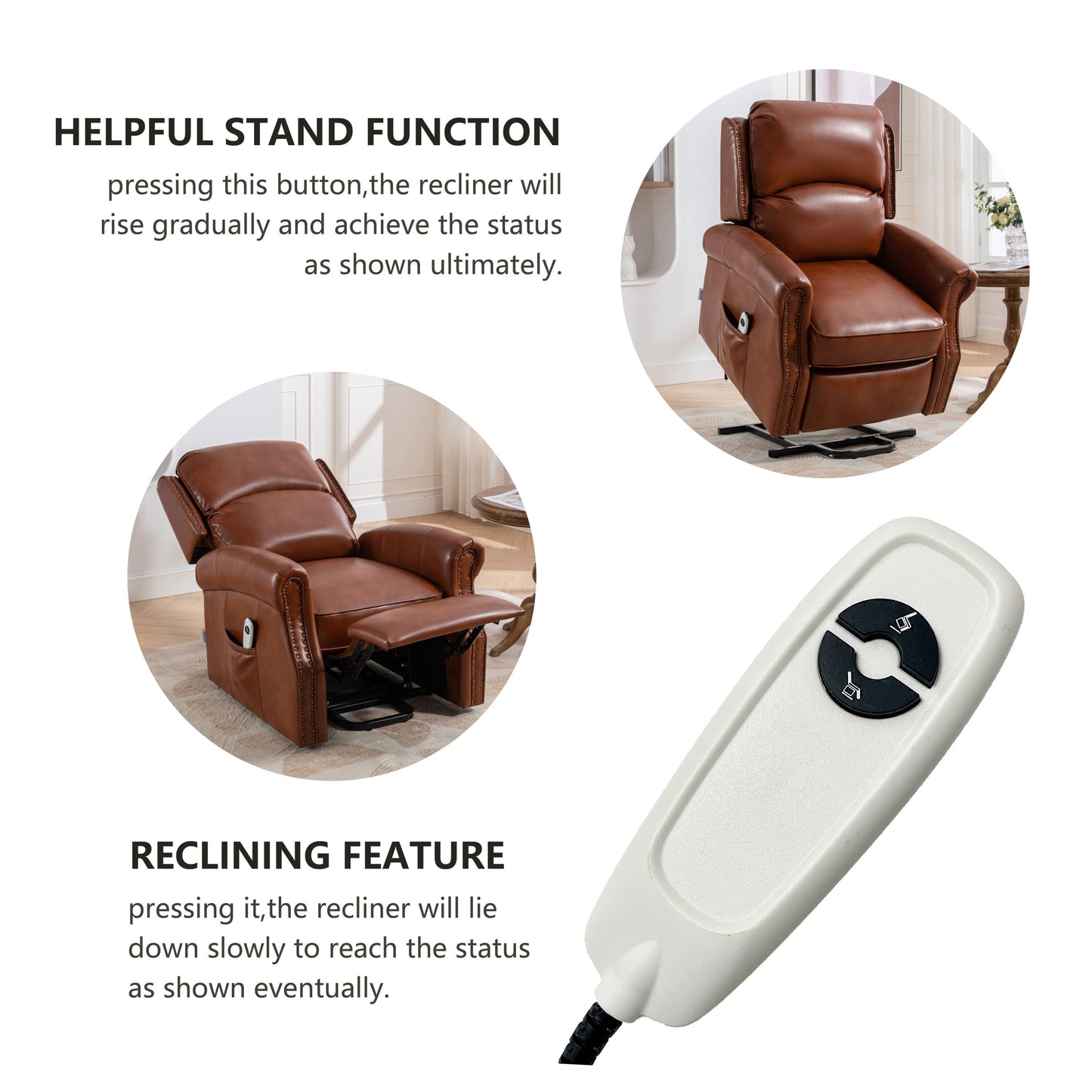 Lehboson Lift Recliner Chair, Electric Power Lift Recliner Chair for Elderly, (Caramel)