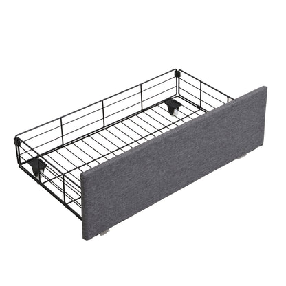 Queen Bed Frames with Storage Headboard and Drawers, LED Platform Bed Frame Queen Size, LED Upholstered Bed Frame with Charging Station, No Box Spring Needed, Easy Assembly, Grey