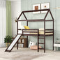 Twin Loft Bed with Slide, House Bed with Slide,Espresso(OLD SKU :WF286245AAP)