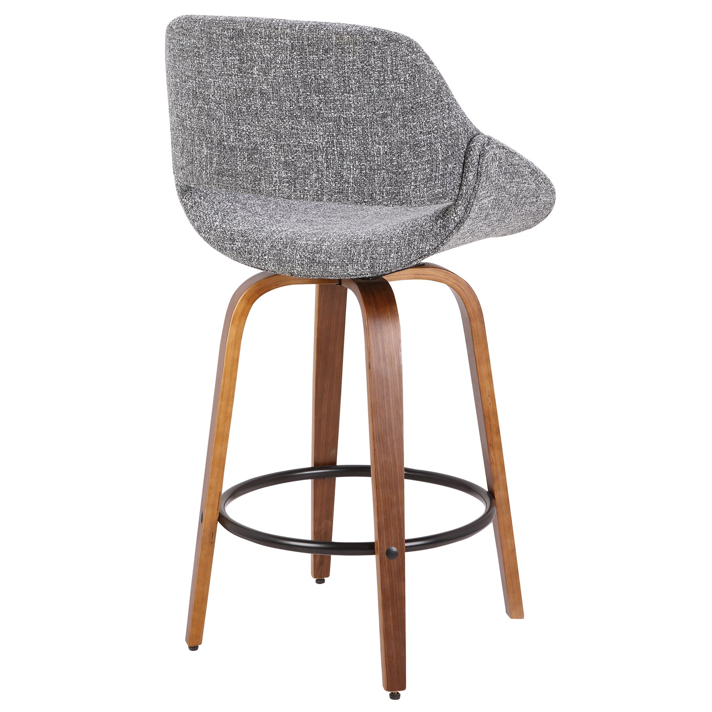 Fabrico Mid-Century Modern Counter Stool in Walnut and Grey Noise Fabric by LumiSource