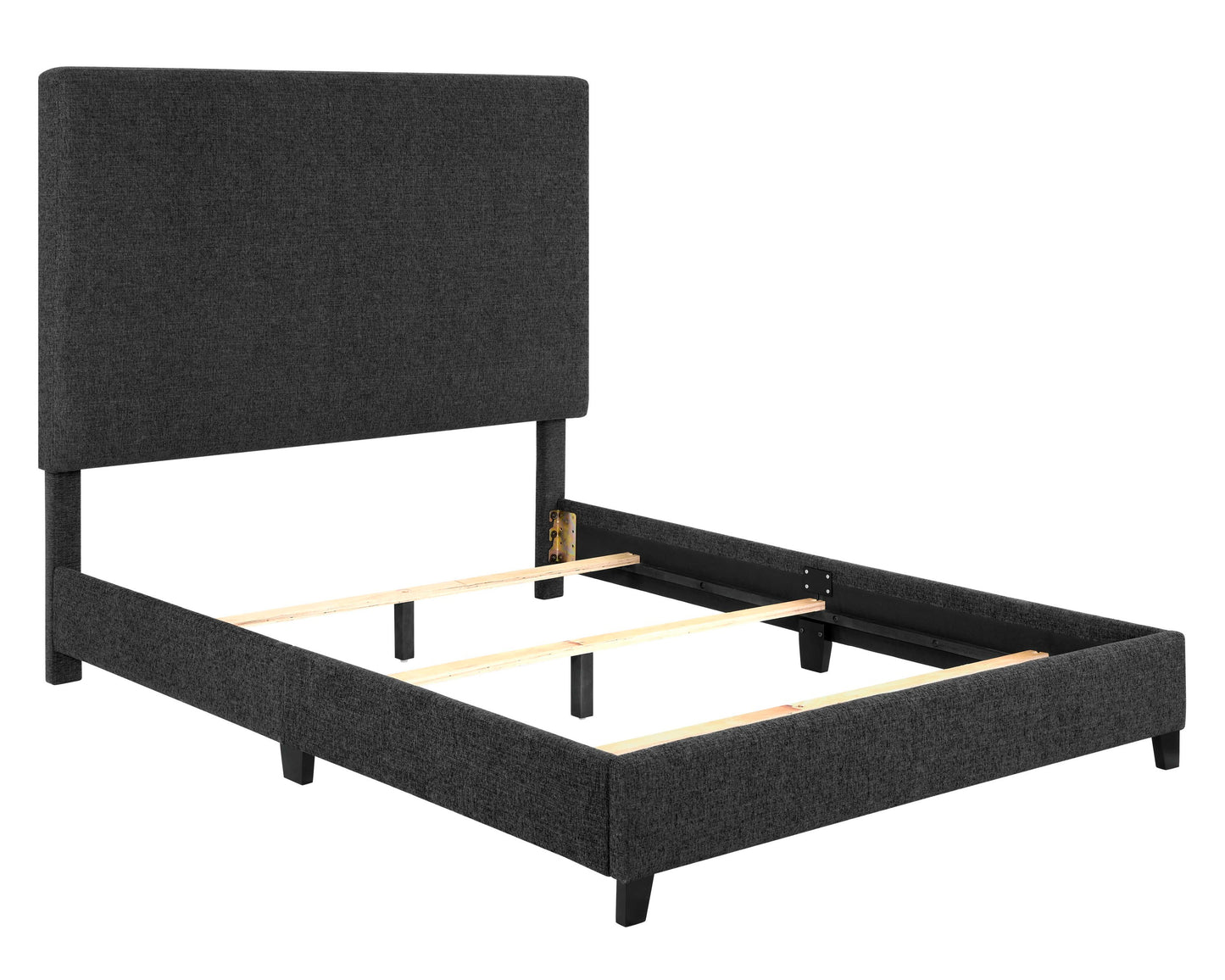 Queen Size Charcoal Grey Upholstered Platform Bed