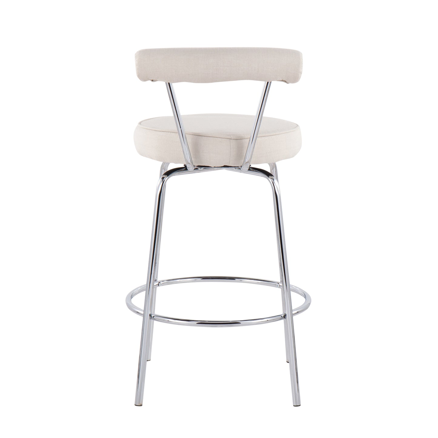 Rhonda Contemporary Counter Stool in Chrome and Cream Fabric by LumiSource - Set of 2