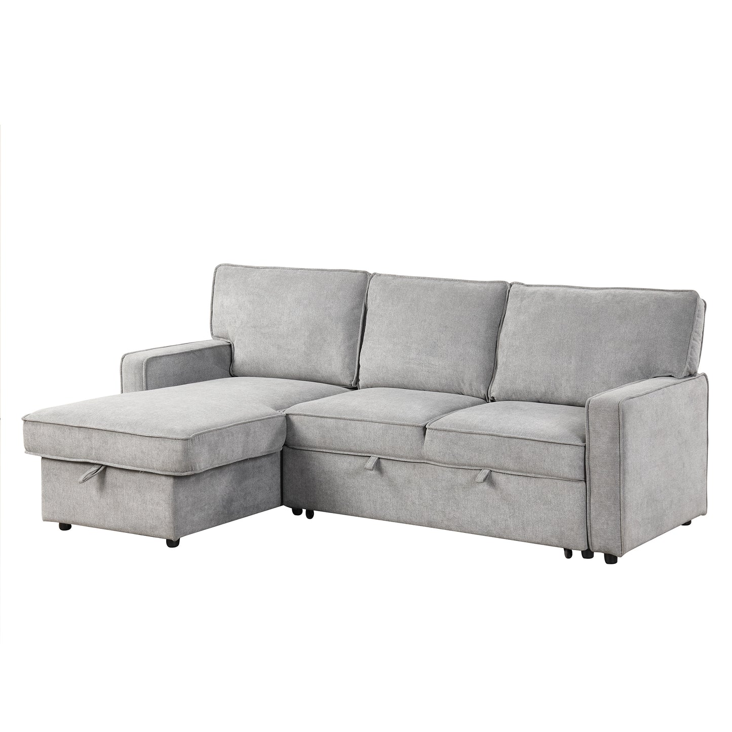 U_STYLE Upholstery Sleeper Sectional Sofa with Storage Space, USB port, 2 cup holders on Back Cushions(same sku; WY000335AAE)