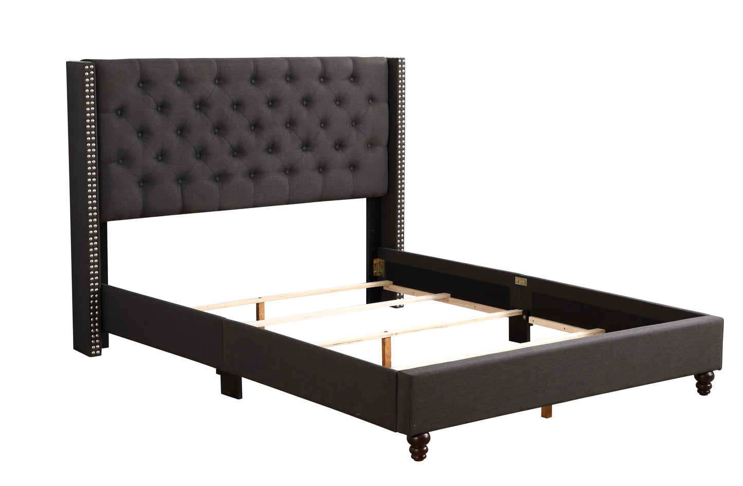 Elegant Transitional Black Upholstered Bed