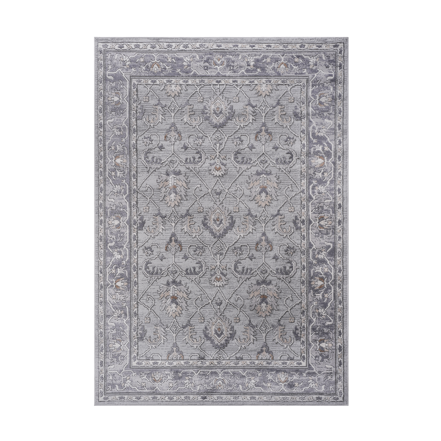 5X7 Ivory/Grey/Oriental Non-Shedding Living Room Bedroom Dining Home Office Stylish and Stain Resistant Area Rug