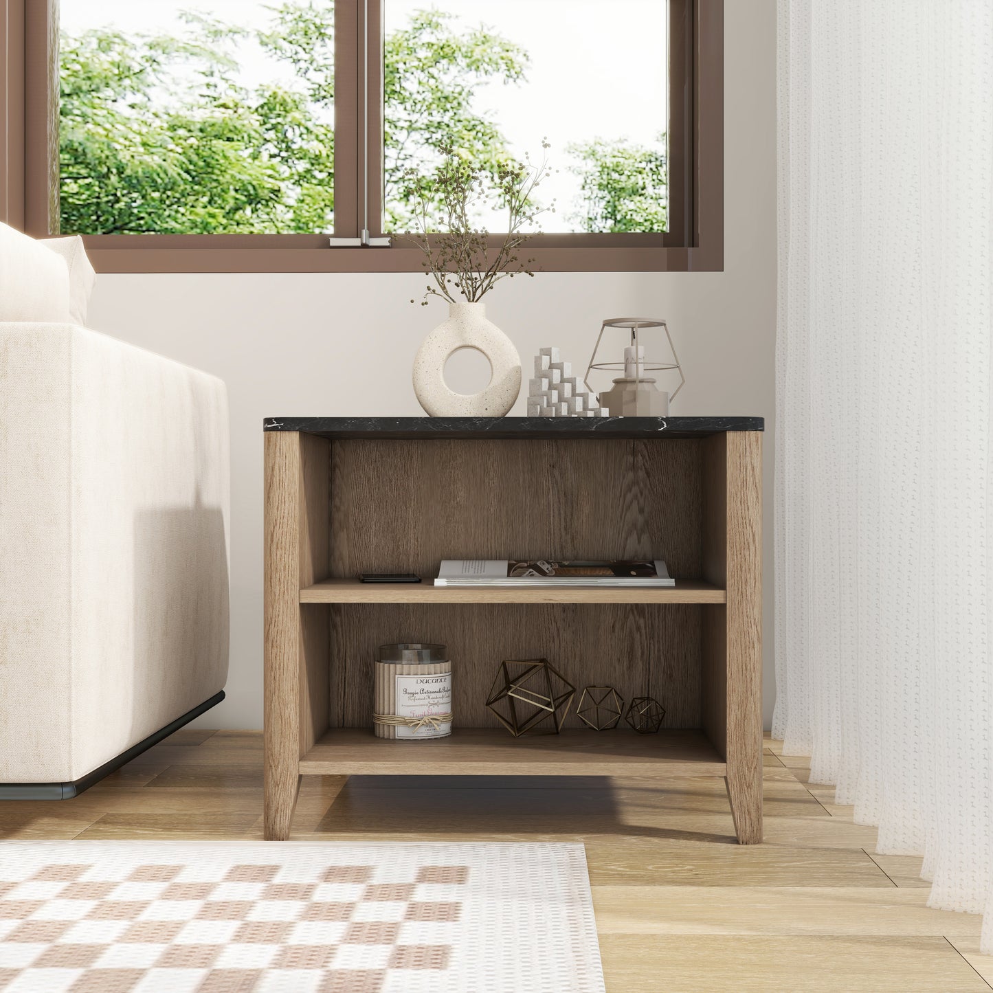 Tobacco Wood Grain Coffee Table. Nightstand