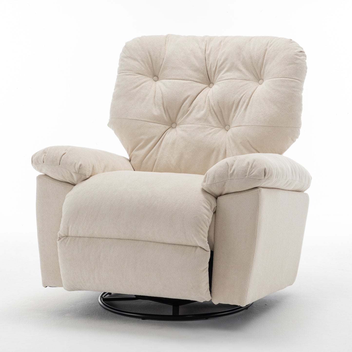 Beige Relaxing Recliner Chair,Soft Artificial Fleece, Overstuffed, Swivel, Glider, Side Pocket