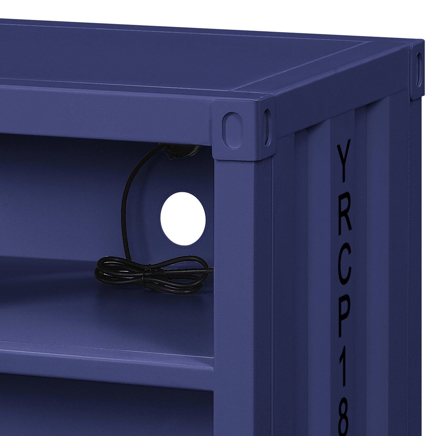 Blue Nightstand with Open Shelf