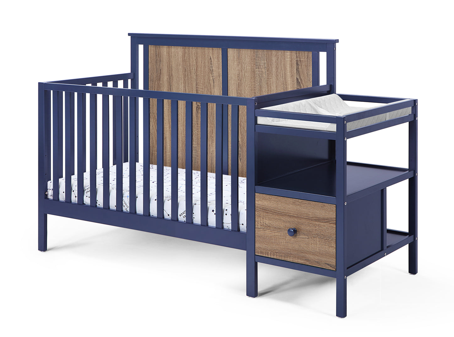 Connelly 4-in-1 Crib and Changer Combo Midnight Blue/Vintage Walnut