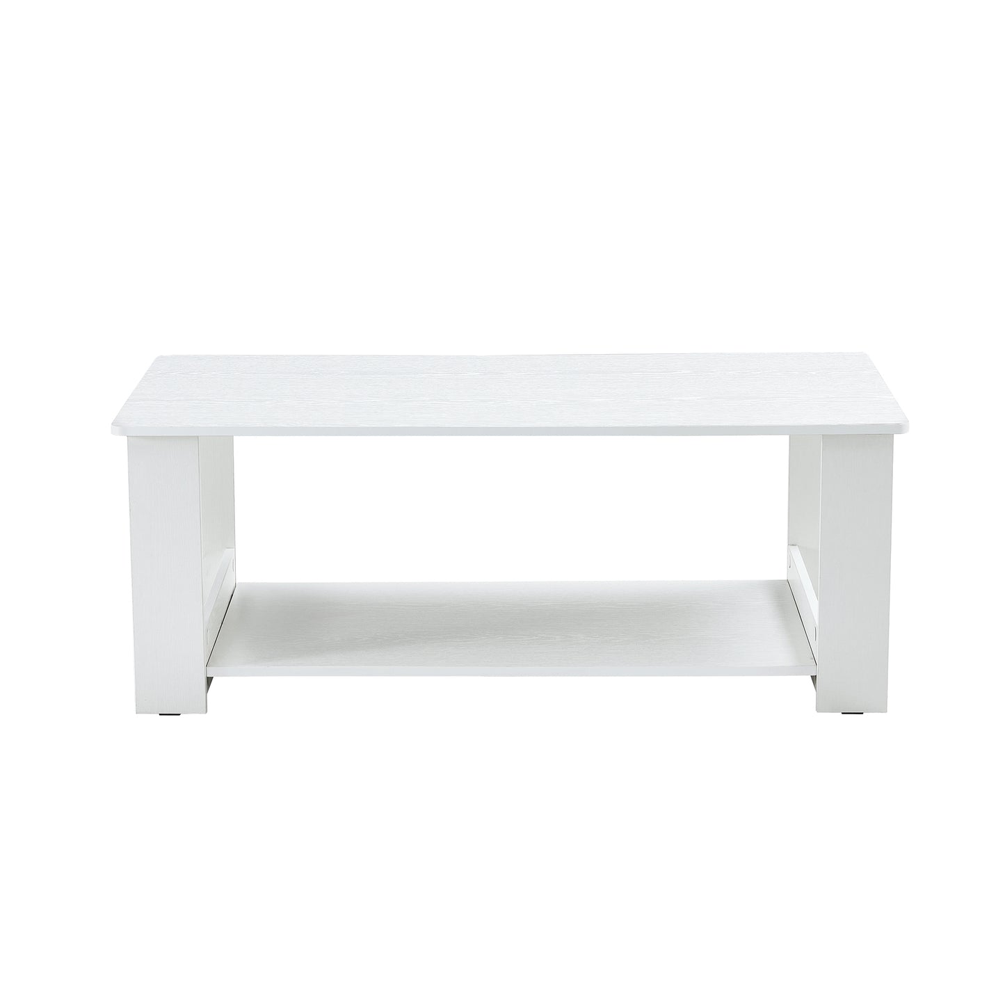 A modern and practical white coffee table. The double layered coffee table is made of MDF material,. Suitable for living room, bedroom, and study.CT-16