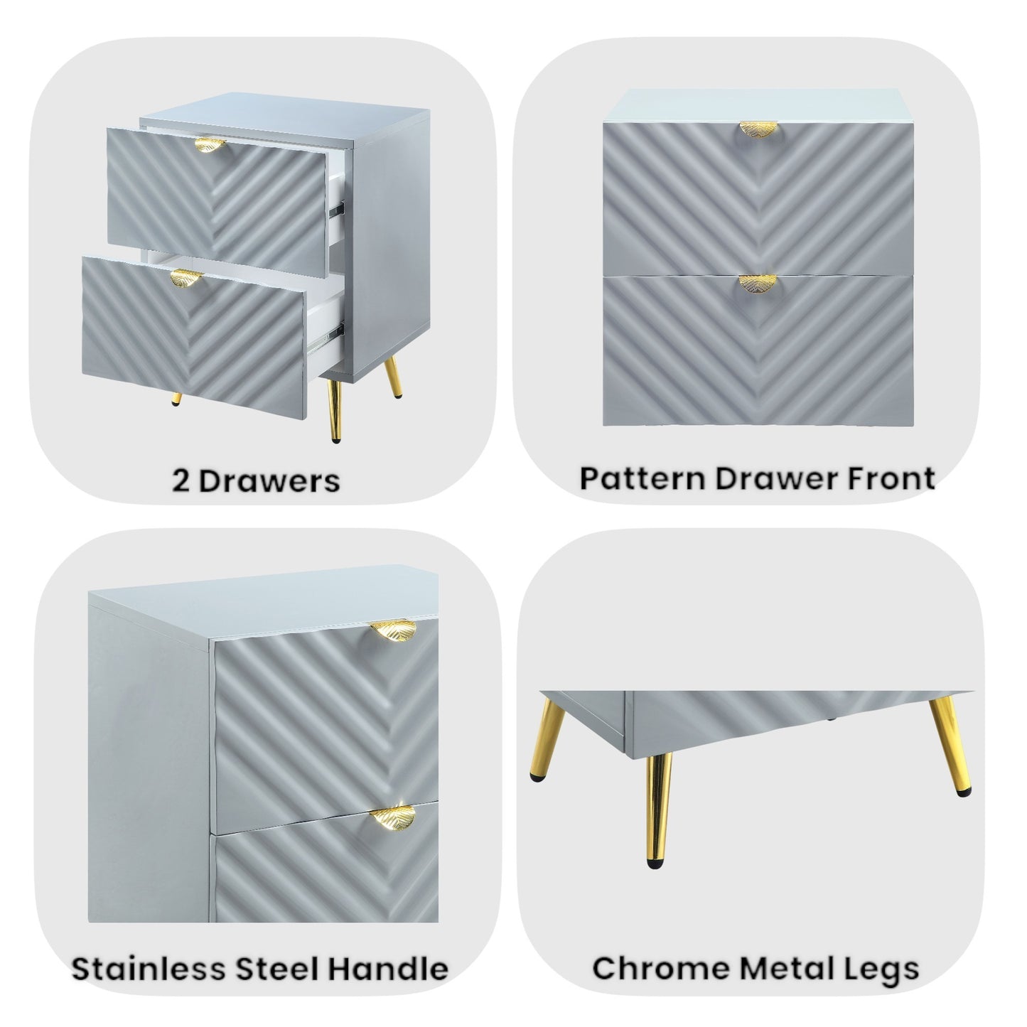 Gaines Gray High Gloss Finish Nightstand