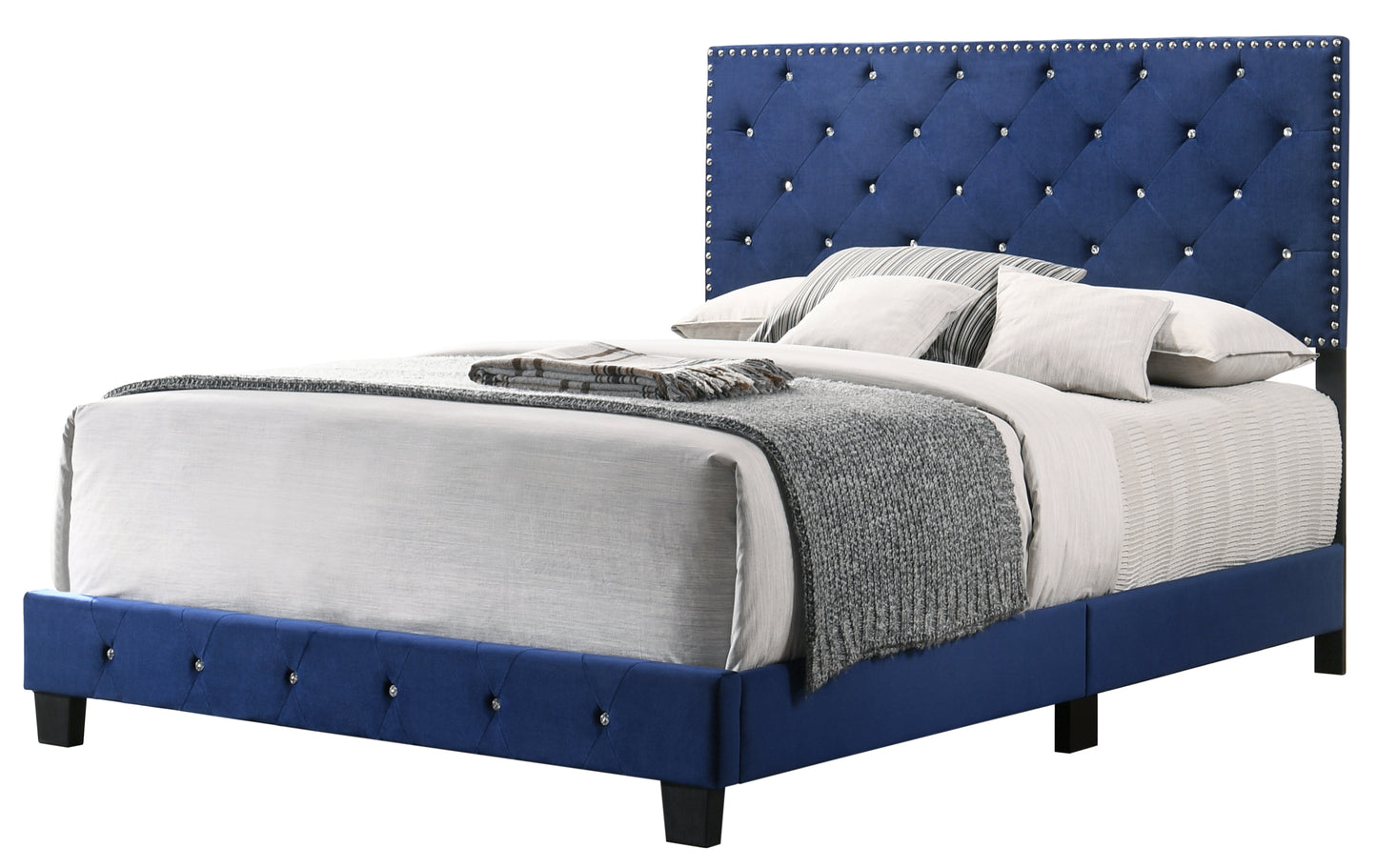 Noble Navy Queen Bed With Transitional Flair