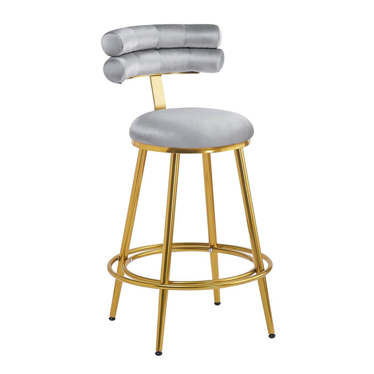 27.65'' Modern Counter Stools Set of 2,Dark gray velvet Counter Stools with iron Frame,Soft back and cushion,Footrest,suitable for Kitchen/Bedroom/Dining Room