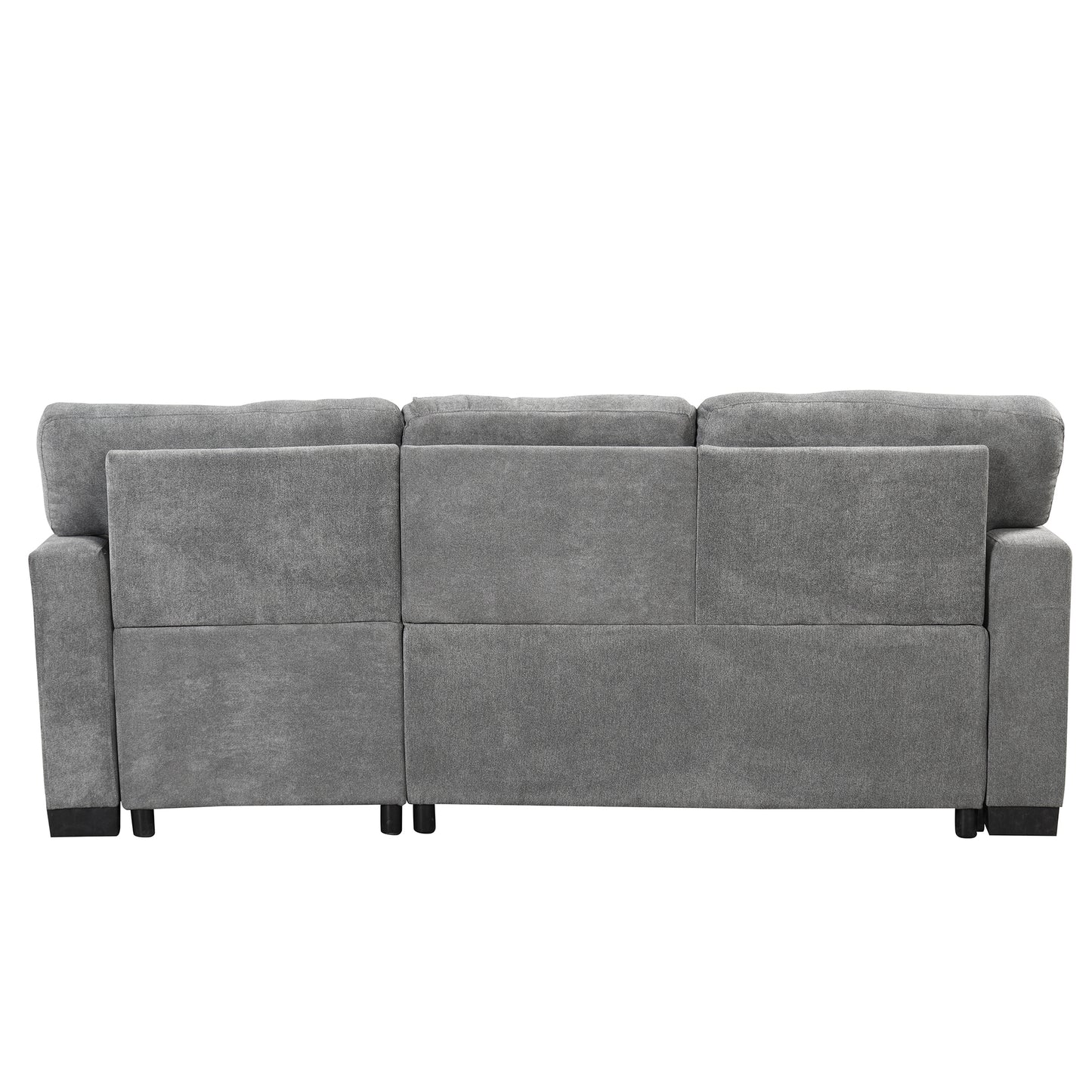 Stylish and Functional Light Chaise Lounge Sectional with Storage Rack Pull-out Bed Drop Down Table  and USB Charger Gray