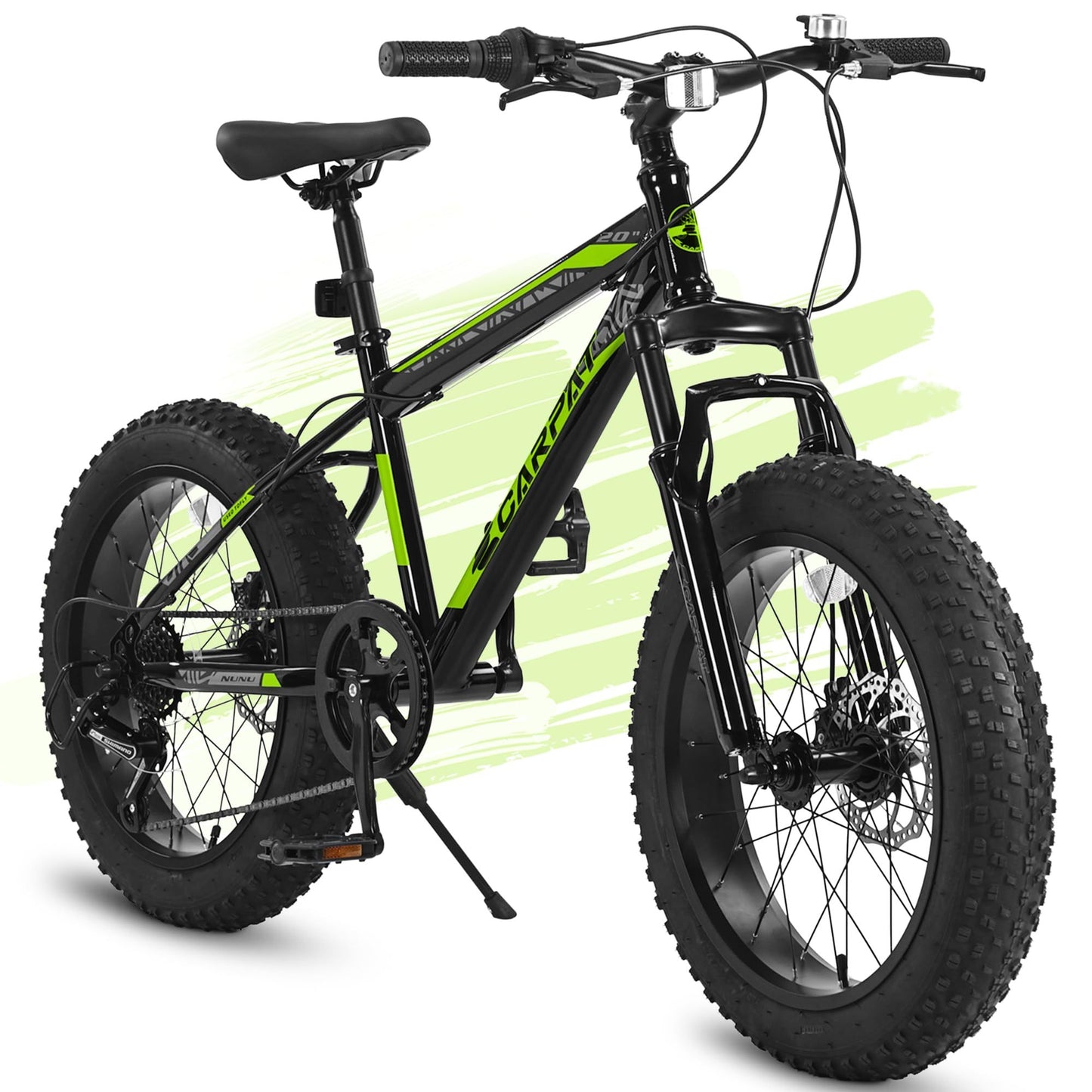S20109 20 Inch Mountain Bike for Kids and Teenagers, High Carbon Steel Frame, Disc Brakes, Durable Wide Tires, Front Suspension, 7-Speed, Ideal for Snow and Off-Road Riding