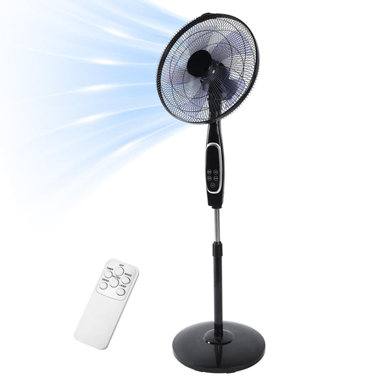 Advanced 16-Inch Stand Fan with Remote Control - Adjustable Height, 3 Speeds, 45 Degree Oscillation, and Timer for Personalized Cooling Comfort and Convenience