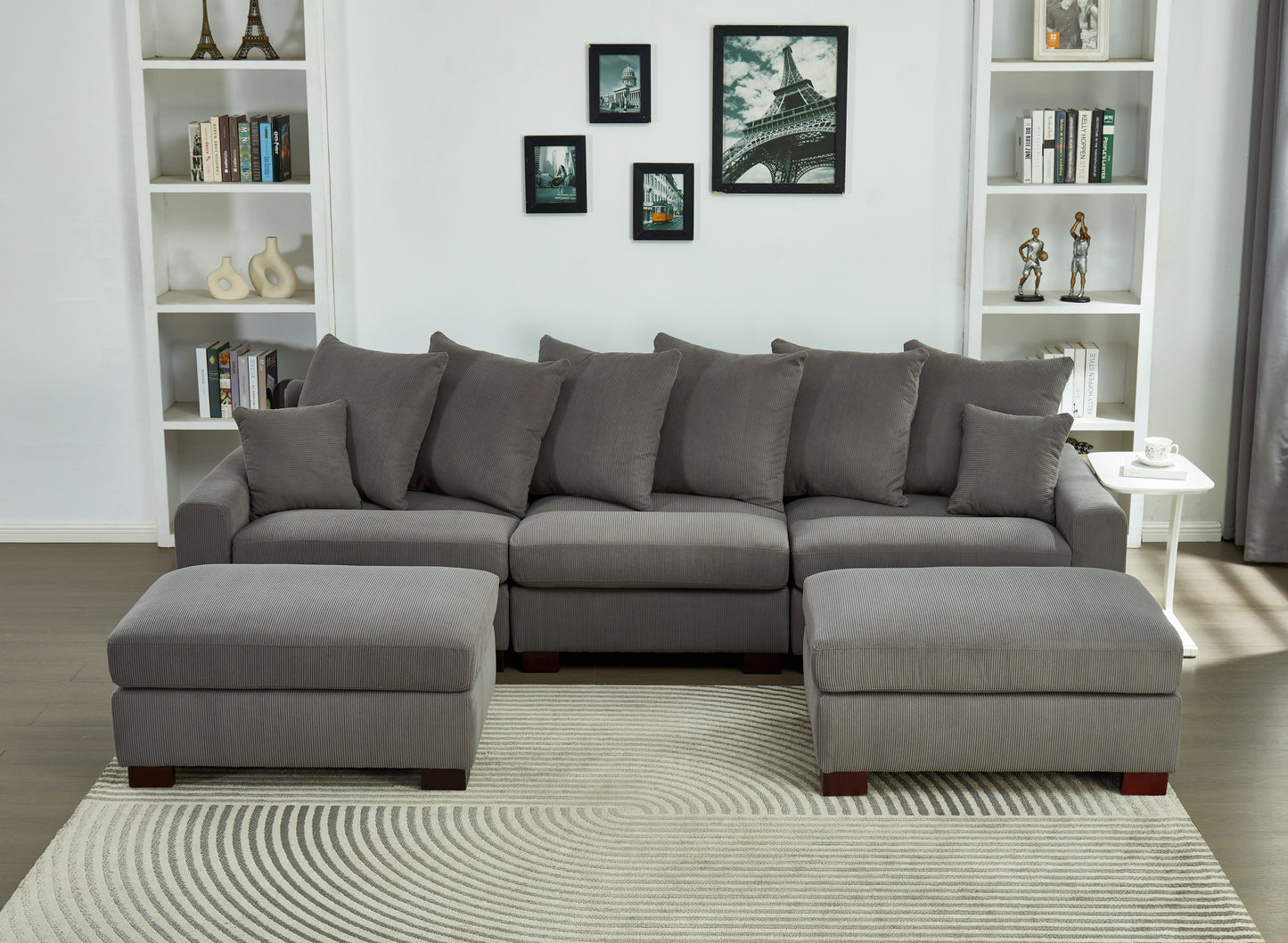 Modular Sectional Sofa,5 Seater Oversized Convertible L & U Shaped Couch, Corduroy Fabric