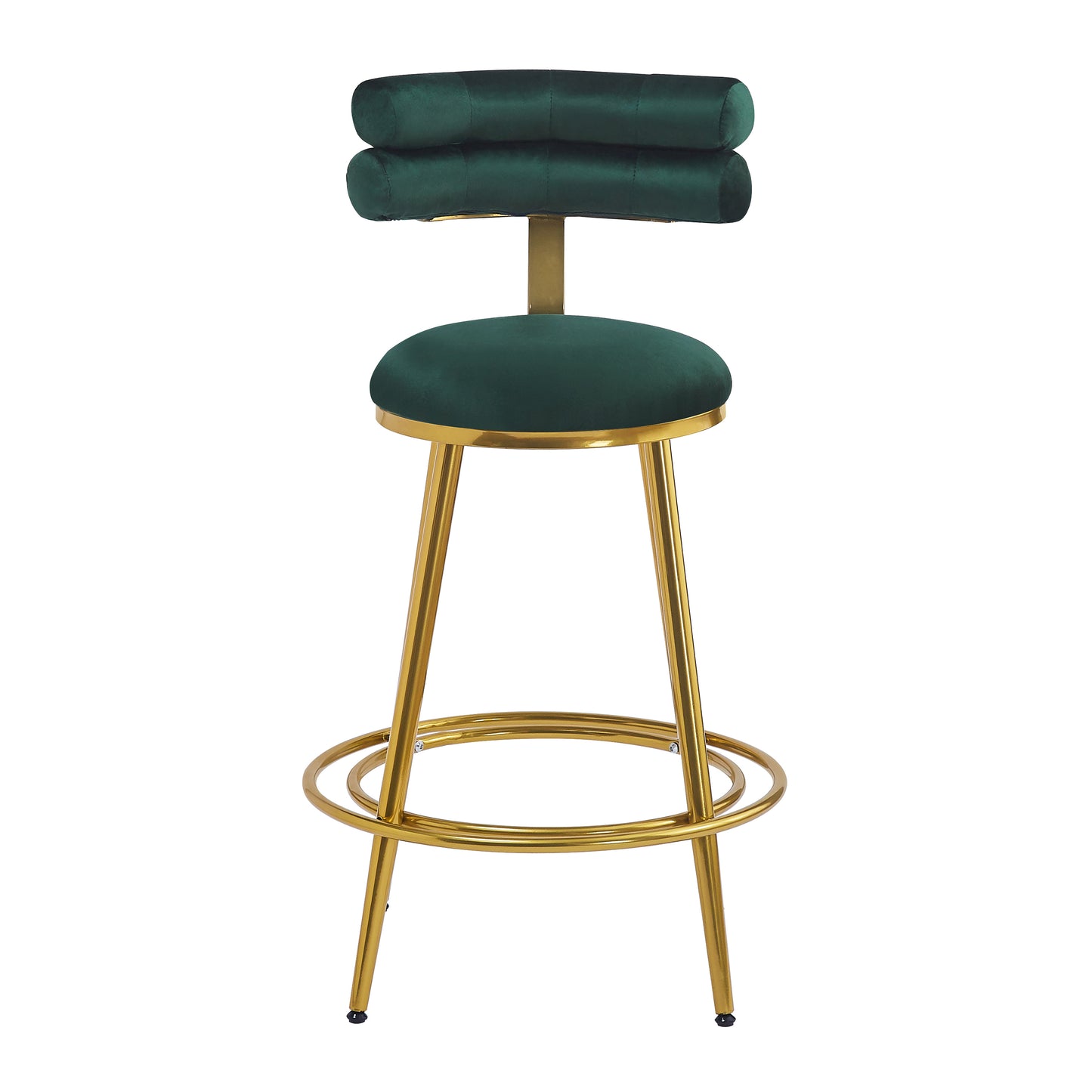 27.65'' Modern Counter Stools Set of 2,Dark green  velvet Counter Stools with iron Frame,Soft back and cushion,Footrest,suitable for Kitchen/Bedroom/Dining Room