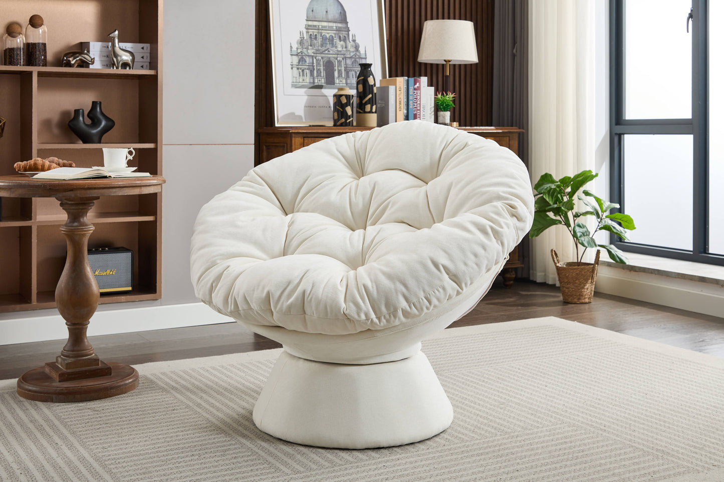 Oversized Swivel Accent Chair, 360 Swivel Barrel Chair, Papasan Chair for Living Room Bedroom