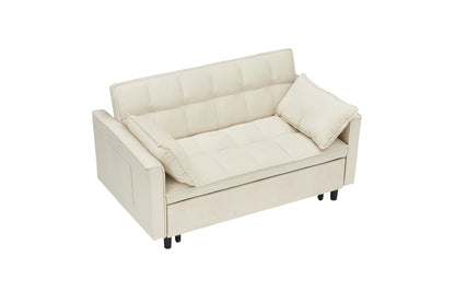 Modern velvet sofa, sofa pull-out bed, small love seat casual sofa with back, with pillow, pockets, living room furniture, 3 in 1 convertible sleep sofa bed.