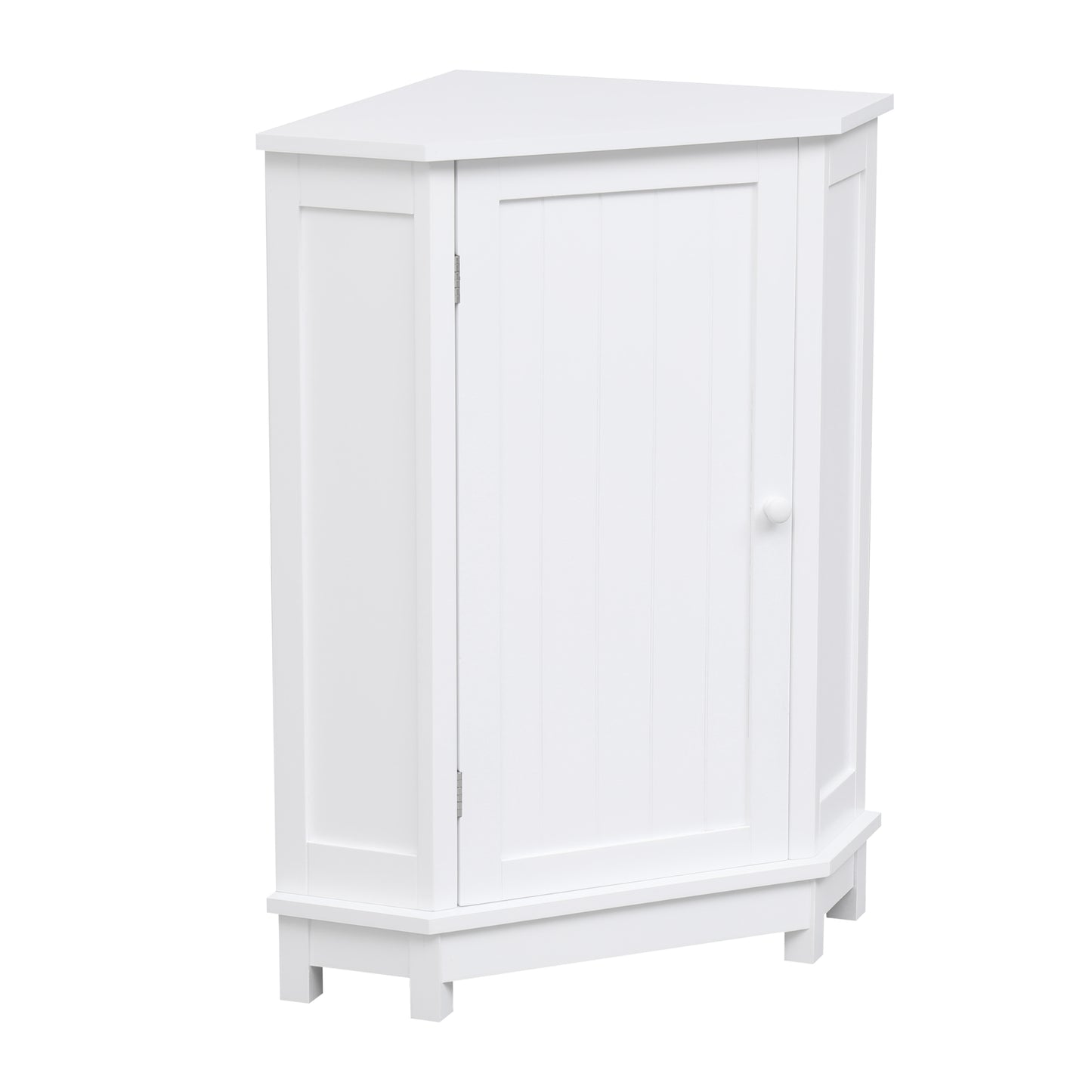 White Bathroom Cabinet Triangle Corner Storage Cabinet with Adjustable Shelf Modern Style MDF Board (Old SKU:WF291477AAK)