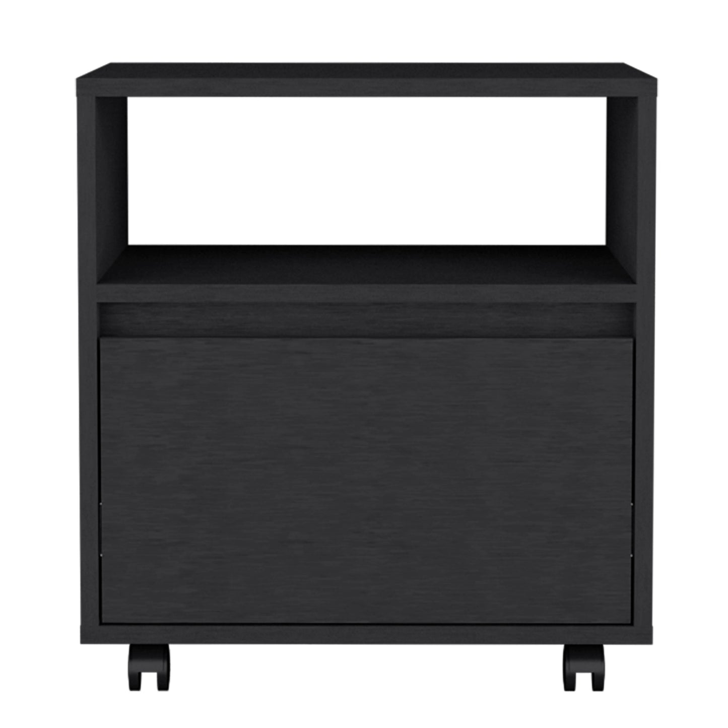 Austin Nightstand , End Table, Side Table Casters, Single Drawer-Black