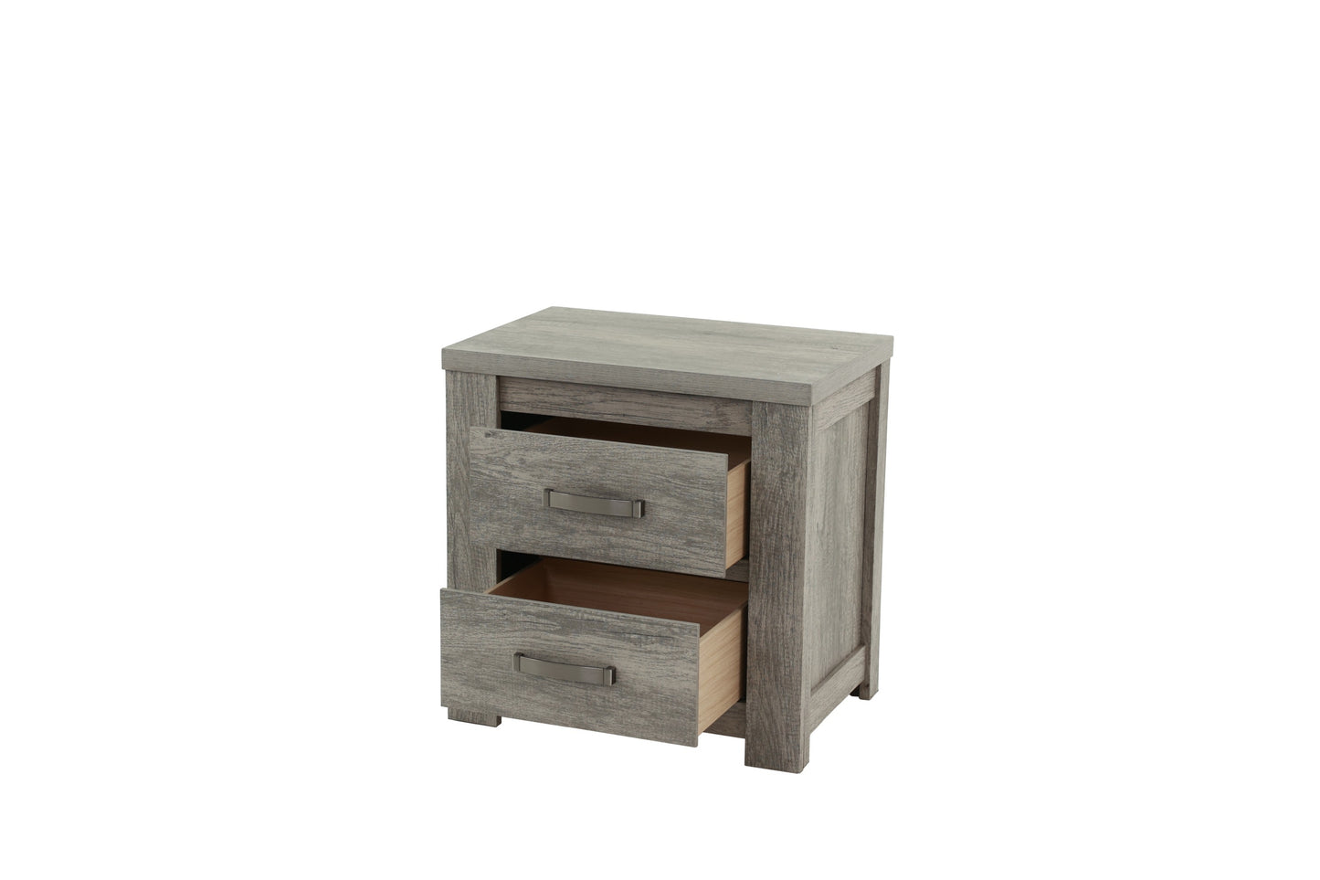 Bedroom Furniture Rustic Light Grey Simple 1pc Nightstand 2-Drawers Bed Side Table Solidwood