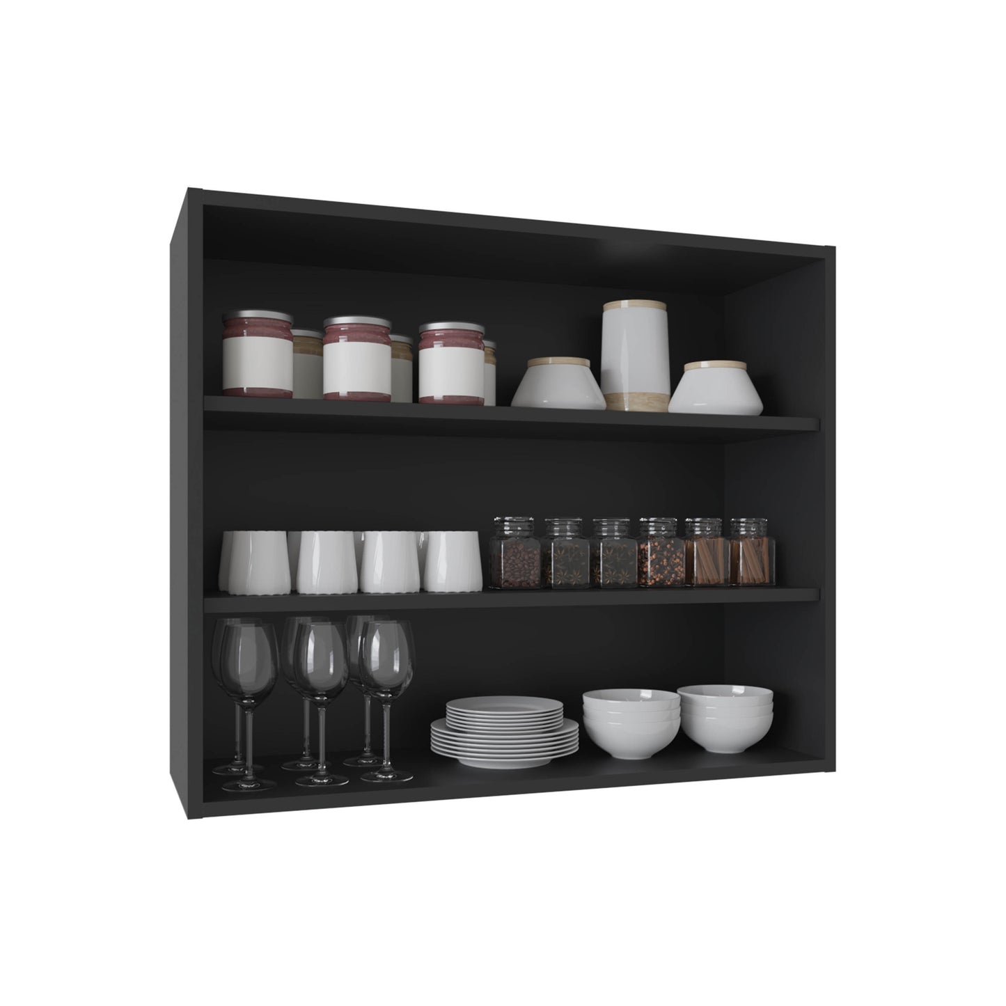 Wall Shelf 30" H, 3 Shelves, Black