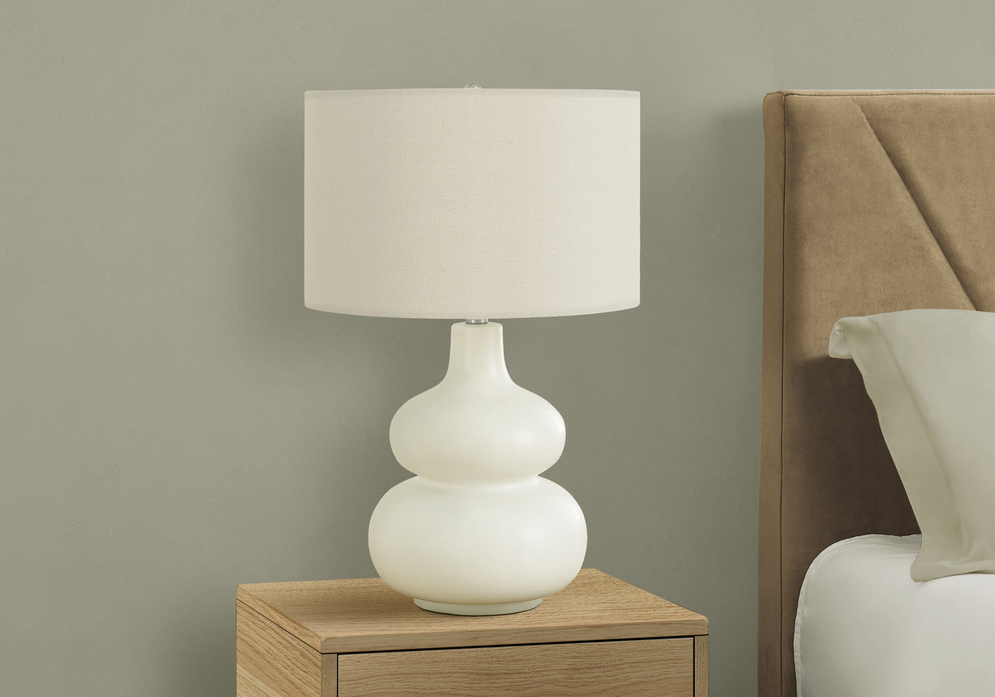 Lighting, 25"h, Table Lamp, Ivory / Cream Shade, Cream Ceramic, Contemporary