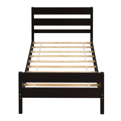 Twin Bed with Headboard and Footboard,Espresso